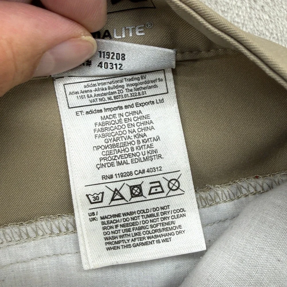 Adidas Golf Pants Mens 36x32 Tan Climalite Flat Front Straight Leg Performance